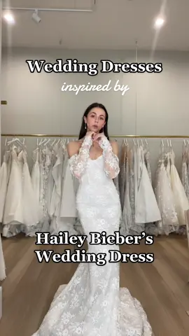 Which @haileybieber inspired wedding dress is your favorite? #haileybieber #haileybieberstyle #haileybieberweddingdress #haileybieberwedding #weddingdress #laceweddingdress #bridalstylist #utahbridalshop #weddingplanning #bridalstudio #bridaltiktok #weddingdressinspo 