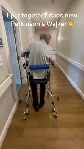 Dad hasn’t been able to walk alone for 5 months. #parkinsonsawareness #parkinsonswalker #goshawty #pops #fyp #standupwalker #adultwalker 