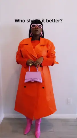 Everybody eats when the family feuds!!! Rd 1 of our FASHION FACEOFF #whoworeitbetter @nakdfashion Orange faux leather trench Let us know in the comments who you think took this round!! Look 1 or 2 #fashionideas #plussizefashion #style #stylehelp #fashionformula #fashionlovers #OOTD #whatiwore #OOTD #amazonfinds #plussize #stylingideas #shopping #twins #twinsisters #StreetStyle #houston #houstonfashion #styleinspo #ootdinspiration