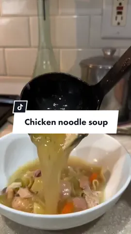 Best Homemade Chicken Noodle Soup- 2 T olive oil 1/4 diced onion 4 diced carrots 2 diced celery sticks  2 T olive oil  4 cloves minced garlic  1 whole rotisserie chicken shredded  12 cups water 3 T chicken bouillon  1 T Italian seasoning  12 oz bag homestyle egg noodles 1/2 stick salted or unsalted butter Salt & Pepper to taste  Add olive oil to a large pot and heat over medium high. sauté onion, celery, carrots & garlic for 3 minutes. Combine water & chicken bouillon to make broth. Add liquid to pot and bring to a slight boil. Throw in shredded chicken, Italian seasoning, & egg noodles. Salt & pepper to taste. Boil until noodles are Al dente. Finish off with a cold stick of butter. Serve & enjoy!   #chickennoodlesoup #souprecipe #easysouprecipes #comfortfood 