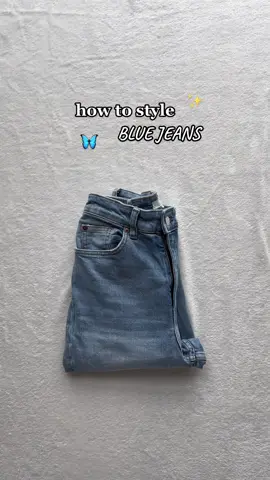 how to style BLUE JEANS 🦋✨ #howtostylejeans #howtostylebluejeans #bluejeansoutfit2023 #stylingbluejeans #bluejeansoutfit 
