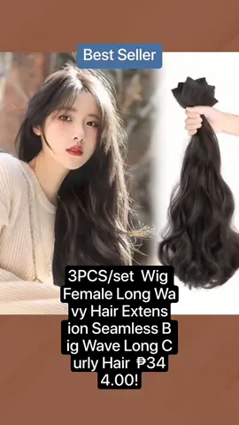 3PCS/set  Wig Female Long Wavy Hair Extension Seamless Big Wave Long Curly Hair ₱344.00 #bestseller 