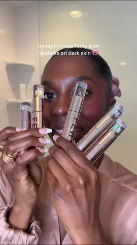 trying @fentybeauty new lipsticks🎀 #fentybeauty #fentyiconlipstick #blackgirlmakeup 