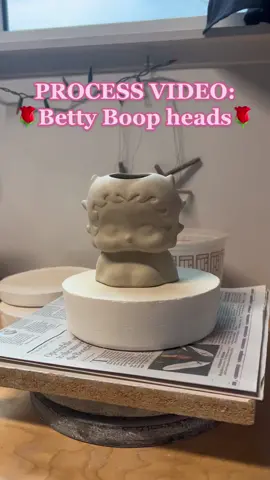Process video on how I make my ceramic Betty Boop heads!🌹 I made the mold myself from my moms vintage Berry Boop piggybank. I’ll make a part 2 when it’s time to glaze!  If anyone is interested I have limited spots open for customs for these on my IG: @ssaramics @ssaramics.shop Mold assisted by @betobaddie  #ceramicsoftiktok #ceramics #claylife #claywizard #ceramicsandpottery #slipcasting #moldmakingandcasting #handmade #craftart #process #bettyboop #vintage #californiaartist #losangelesartist 