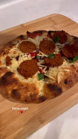 Used tjs focaccia as crust and it was delish #pizzaathome #traderjoesfoccacia #veganpepperoni #veganpizzapie 