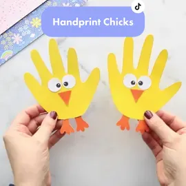 This spring handprint chick craft is perfect for little hands! Celebrate Easter and Springtime with your little ones in under 30 minutes! #kidsactivities #preschoolactivities #kidscrafts #craftsforkids #easycrafts #handprintcrafts #eastercrafts