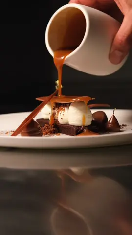 They stare at me, while I crave you. #desserttiktok #bakedonthate #cheesecake #fyp  Description: Deconstructed chocolate cheesecake served with oat honey chocolate crumble, chocolate sticks, chocolate sorbet, salted caramel, and chocolate cremeux.  Visuals 9/10 Taste 8/10 Notes: For a easy cheesecake filling, add 50/50 cheesecake and heavy cream together. Season with the icing sugar and whip until you reach semi soft peaks. Store until ready for use. 