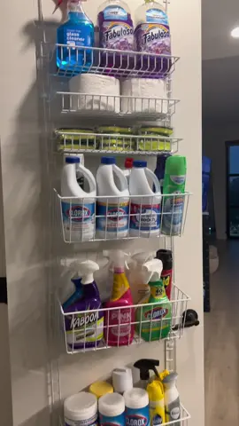 Turned a pantry organizer into storage for the utility closet. Fits all my cleaning supplies perfectly, and helped get rid of sooo much clutter. Its from amazon, linked in my storefront! sn: I loveeee this sound 😂 #fyp #amazonfind #organize #clean #CleanTok #storage #renterfriendly  #amazon 