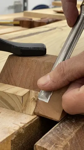 Paring a mitered dovetail #woodworking #handtools #chisel #dovetails 
