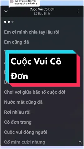 Trả lời @cutruong205 Cuộc Vui Cô Đơn #cuocvuicodon #lebaobinh #tamtrang #music #lyrics #nhachay #thumaik02 