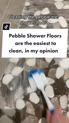 Scrubbing shower floor #kdb_cleaning #CleanTok #cleaningtiktok #cleaningmotivation #sqeekyclean #nowthatsclean #showercleaning #showerfloor #pebblestonefloor #cleanwithme 