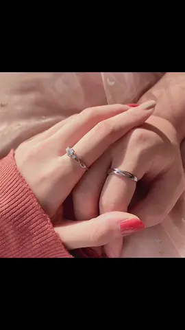 2pcs Silver Couple Ring Crystal Diamond Couple Wedding Adjustable#fashion #initialscouples #fashiontiktok #couple #wedding 