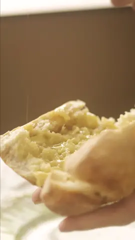 Honey comb and salted butter on a baguette 