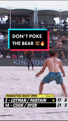 Someone got Paul Lotman fired up and he started throwing boomerangs out there. 😳🪃 This one came right back to him. #AVP #volleyball #volleyballworld #beachvolleyball #volleyballplayer #athlete #ace #serve #heat #smack #talk #volleyballgame #volleyballlife #fyp 