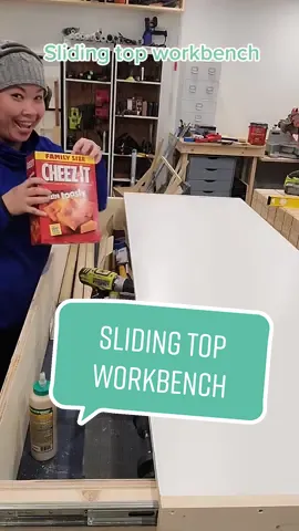 Here is my sliding top workbench that I designed in addition to repurposing the dresser. This will allow me more storage space, easy access to the tools needed without having to move, and great for long tools. I have to add some juice groove or something so I can grab on to to open and close. #powertools #toolstorage #shoporganization #buildsomething #tools #workbenchbuild #workbench #woodshop #woodshop #goals #2023 #shopgoals #todolist 