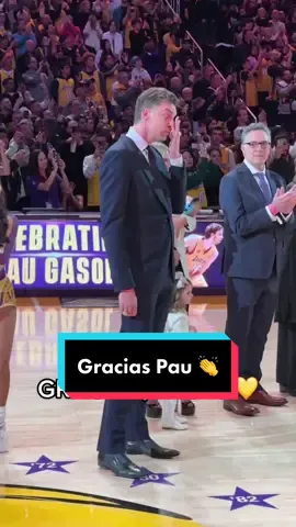The Lakers raise 16 to the rafters to honor Pau Gasol! 👏#GraciasPau #NBA #basketball #sports #paugasol #losangeleslakers #lakers 