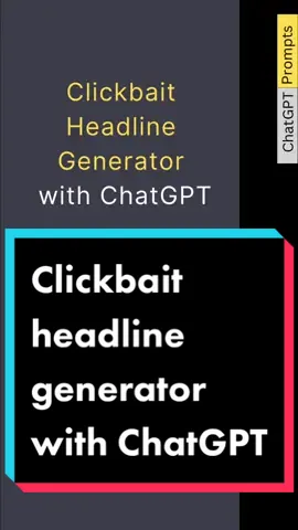 Clickbait headlines generator with ChatGPT #chatgpt #chatgpthack #openai #chatgpt3 #chatgptprompt #chatgpttutorial #chatgptforcreators #freeguide #clickbait 