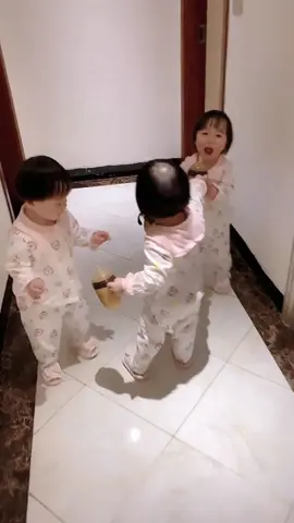 Seeing their triplet sisters grow up and become sensible, their parents are relieved. #triplets #cutebaby #babyfunnymoment #babyroutine 