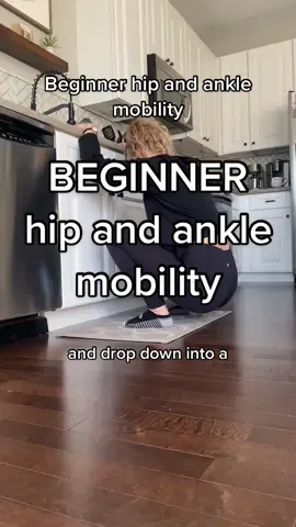 Day 2/30 mobility series🤌🏼 Beginner hip and ankle mobility     Squats are tough. Are your hips limiting them or your ankles or something else?      Practice these counter assisted squats using to comfortably and slowly play into your ankles and hips by swaying side to side.     Go slow. Breathe. Repeat this 10 times or whatever feels good to you.     #mobility #hipmobility #hippain #mobilitywork #beginnerhipmobility #anklemobility #beginneranklemobility