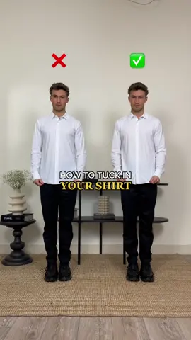 The best way to tuck-in a shirt perfectly 😱 GUYS!! save for later & hit the + for daily #fashionhacks & #stylinghacks ❤️‍🔥 #shirthack #shirts #tuckin #shirt 