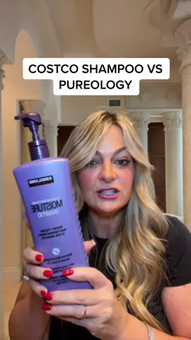 Costco shampoo vs Pureology comparison #costco #costcofinds #pureology #kirklandbrands #longhaircare #brightblondehair #costcohaul #costcodupe #dupealerts #notadupe @costco @pureology 