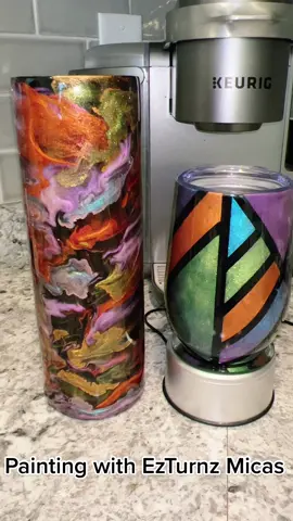 Both cups are AVAILABLE! 😁 I used @ezturnz micas. Same colors on both the 30oz and the wine tumbler. Lots of different things you can do with the products. 💜💙❤️ #fypシ #TUMBLERS #TUMBLERSOFTIKTOK #SmallBusiness #madebyme #custom #tumblertutorial 