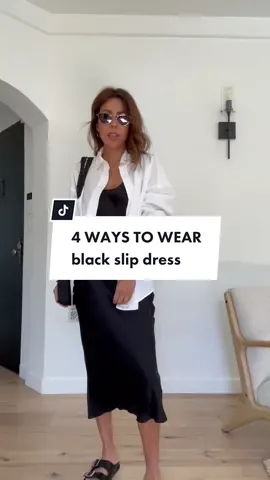 ooh we love a versatile black slip dress 🤌🏽 outfut deets in bi0 #waystowear #petitestyle #shopyourcloset 