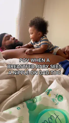 And 12 months later he is still doing this to his daddy 😂😂😂 #breastfedbabieslike #breastfedproblems #toddlervideos #hellomommyco 