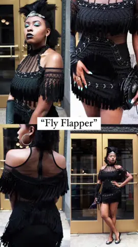 Flipped this @shopakira fringe dress into a modern 1920’s flapper theme!  Creating a timed looks can even be done with non-vintage pieces. Your key point will be to accessorize & use creativity!  Follow for more vintage fashion & style content. Hire me to style ya, too! 👗 #stylebydro | Vintagely Velma   • • • • • #flapper #flappergirl #blackgirltiktok #blackgirlfollowtrain #1920sstyle #1920sfashion #blackgirlfollowtrain #vintagefashion #fashiontiktok #styletips #styletok #vintagevibes #stylistsoftiktok #fyp #fypシ #viral #vintageglam 