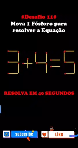 Desafio com Palitos 11🤯 #tiktok #matematica #math #maths #matematika 