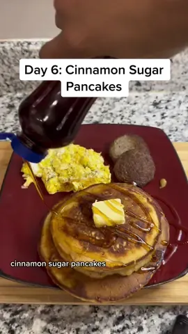 Day 6: Cinnamon Sugar Pancakes 2 cups of flour ½ teaspoon of salt 1 tbspof baking soap 1 tbsp of sugar 1 tbsp if cinnamon sugar 2 tsp of vanilla  2 eggs  1 ½ cups of extra creamy oat milk  #youknwbrandon #Foodie #foodtiktokph #breakfastideas #pancakesrecipe #brunch #cookinginthekitchen #cookingathome 