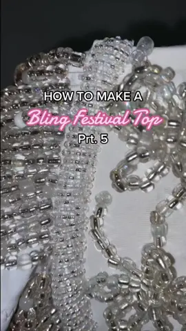 Replying to @bigbibbidibobbidiboo Thank you guys for watching part five, this is been a long process but we are almost done, and I cannot wait to show you guys the final reveal! #diyraveoutfit #ravebra #festivaltop #sewwithme #embroidery #ravetok #ravefestival 