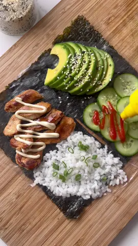 TERIYAKI CHICKEN SUSHI WRAP 🔥 with avocado & cucumber. #Recipe 