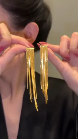 Long tassels Highgrade long tassel earrings #jewelry #clearngirlaesthetic #golden #earrings 
