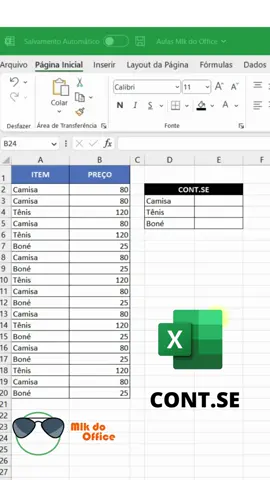 CONT.SE no Excel em 1 minuto #excel #planilhas