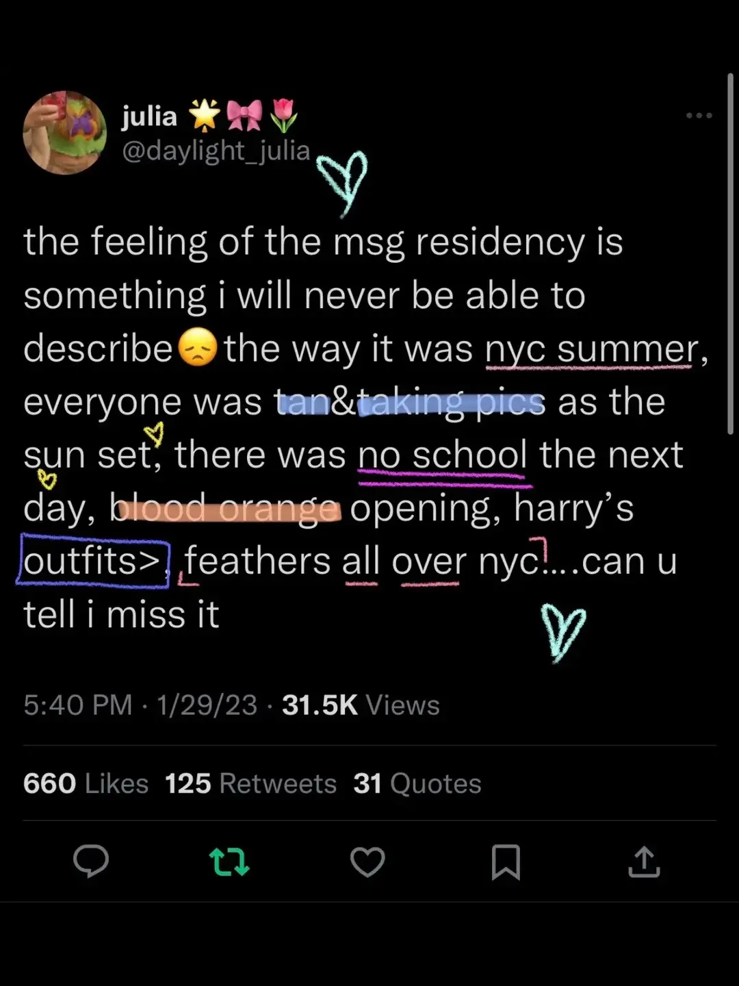 the msg residency was easily the best month of my life #harrystyles #hslot #loveontour 