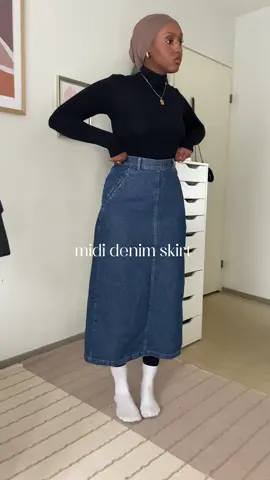 ootd<3 trying to get back to using skirts againn, I could make this a series like styling different skirts🫶🏾 #denimskirtoutfit #denim #fyp #hijabitiktok 