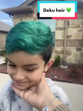 My smallest client wanted deku hair for his birthday , let your kids be expressive  and shine 🎉💚🫶🏼 #deku #dekuhair #vividhair #green #greenhair #pravana #animehair #fortworth #cosmetologist #texas #myheroacademia #fyp #foryoupage 