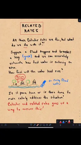 Related rates in the real world 🌎 See how else Calculus can be applied to find useful information in complex situations. #relatedrates #example #derivative #implicitdifferentiation #chainrule #wordproblem