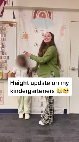 How did 7 months go by that fast? We still have 2 months to go but my due date is less than 7 weeks away and I couldn’t risk missing this 😩😭 My babies arent babies anymore 💔💔 #kindergarten #kindergartenteacher #teachersoftiktok #heightcheck #teacher #firstyearteacher 