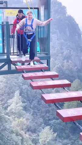 Girls doing Bungee Jumping With Rope InBeautiful Place China | Hanging Bridge | mr khan