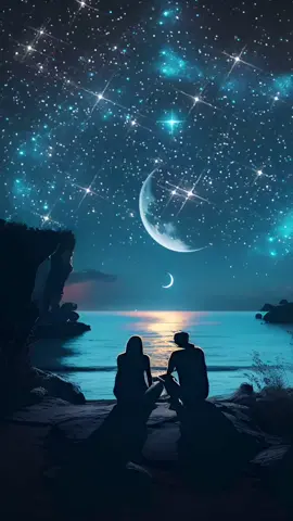A love story by the sea #Love #lover #moon #sea #star #fyp 