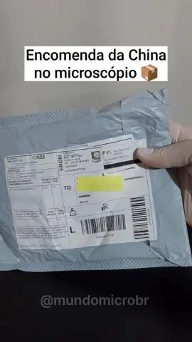 Encomenda da China no microscópio 📦. Nao esqueça de curtir ❤. #encomenda #embalagem #microscopio #china #mundomicro #biologia #microbiologia #bacterias 