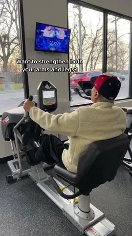 Strengthen both your arms & legs AT THE SAME TIME with our scifit recumbent stepper here at Active Life Physical Therapy! All while watching boxing 🥊😂 #physicaltherapy #physicaltherapist #exercise #stepper #workout 