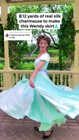 Replying to @jamichantel the twirl @kacey.emaline in @disneyparks #wendydarling #peterlosingwendy #wendydarlingcosplay #peterpan #disneycharacter 