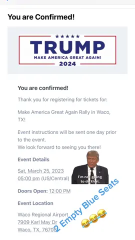 @snapbacknow #texas #emptyseat #nottoday#😆😆😆#genzismyhero #trumprally #trumpsucks😆 #trumplost #trump2024😆👆🏼😆#trumpsatraitor #trumpsnotgoinganyware #fyp#foryoupage 