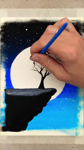 Drawing with oil pastel / Moonlight night scenery drawing #art #painting #oilpastel #drawing #tiktokart 