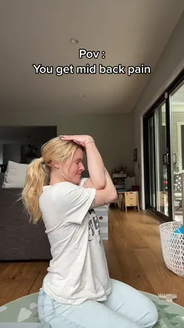 My back pain usually hits me mid day, this pose allows me to decompress my mid back and spine fairly quickly #fyp #foryou #backpainrelief #backpainexercises #yogaforbackpainrelief #posturecorrection #spinehealth #yogateacher 