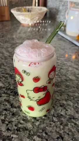 Pretty matchas in pretty cups 🍓🫧💗 #makematchawithme #matcha #icedmatcha #strawberry #strawberrymatcha #pinkcoldfoam #strawberrycoldfoam #matcharecipe #pink #hellokitty #hellokittycup #beercanglass #girly #aesthetic #girlyaesthetic #girlythings #hellokittyaesthetic #fyp #foryou #foryoupage 