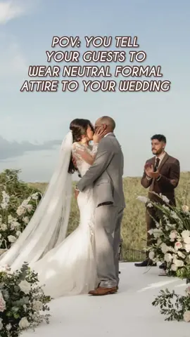 We love a dress code, and for our wedding we did neutrals all shades of cafecitos, and our families came correct! Wow 🤩 🤎☕️ #weddingtiktok #weddingattire #neutraltones #neutralwedding #formalweddingattire #brides #theknot #fyp #weddingguests #weddingguestoutfit #casadecampowedding #altosdechavon
